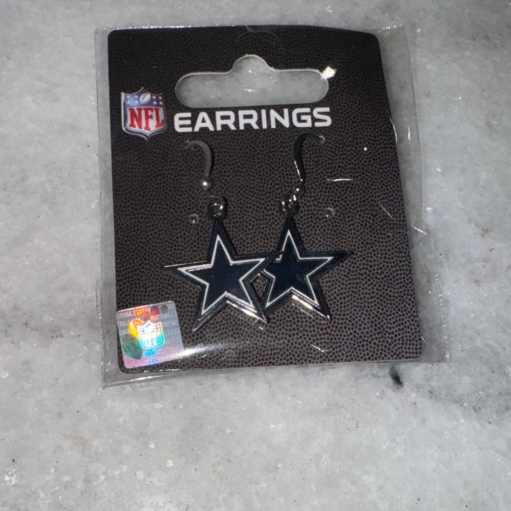 NFL Star Earrings in Silver and Dark Blue